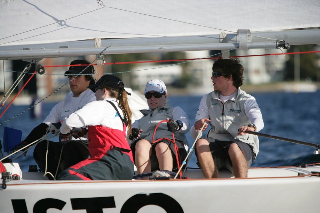 Jordan Reece and RSYS crew, 3rd place, Club Marine NSW Youth Match Racing Championship. © David Brogan www.sailpix.com.au